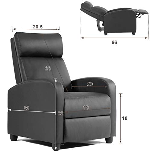 Fdw Recliner Chair Recliner Sofa With Pu Leather Padded Seat Backrest For Living Room Massage Recliner Sofa Reading Chair Winback Single Sofa Home Theater Seating Modern Reclining Chair #TOP6