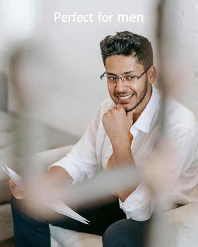 Image of ANRRI Blue Light Glasses for Men Semi Rimless Rectangle Metal Frame UV Blocking Computer Glasses