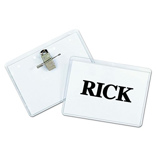 C-Line Clip/Pin Combo Style Name Badge Holders With Inserts, 4 X 3 Inches, 50 Per Box (95743) #TOP1