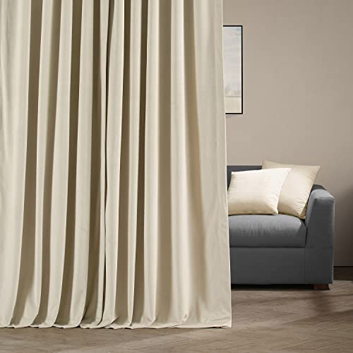 HPD Half Price Drapes Signature Velvet Thermal Blackout Curtains for Living Room 84 Inch Long (1 Panel) Rod Pocket Insulated Blackout Curtains for Bedroom Window Curtains, 100W x 84L, Ivory