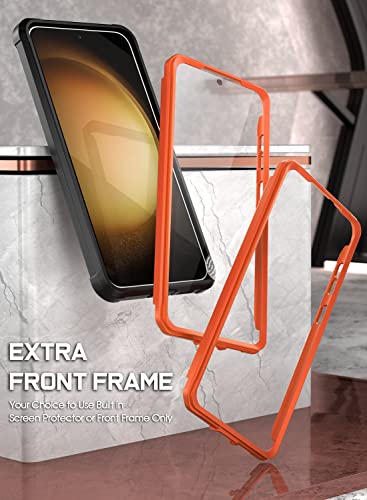 Image of Poetic Guardian Case for S23 5G 6.2 inch (2023) [20 FT Mil-Grade Drop Tested], Built-in Screen Protector Work with Fingerprint ID, Full Body Rugged Shockproof Cover Case, Orange /Clear