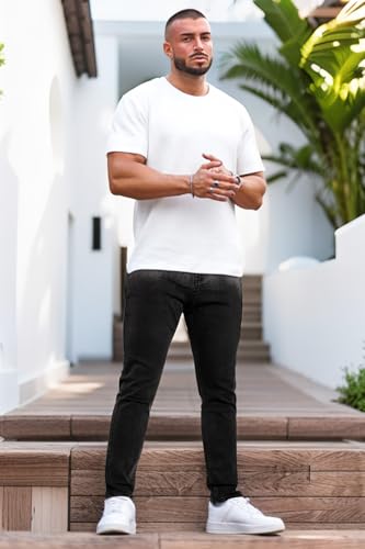 Mens Jeans Slim Fit Gradient Color Stretch Denim Pants for Men Slim Leg Grey Black 284