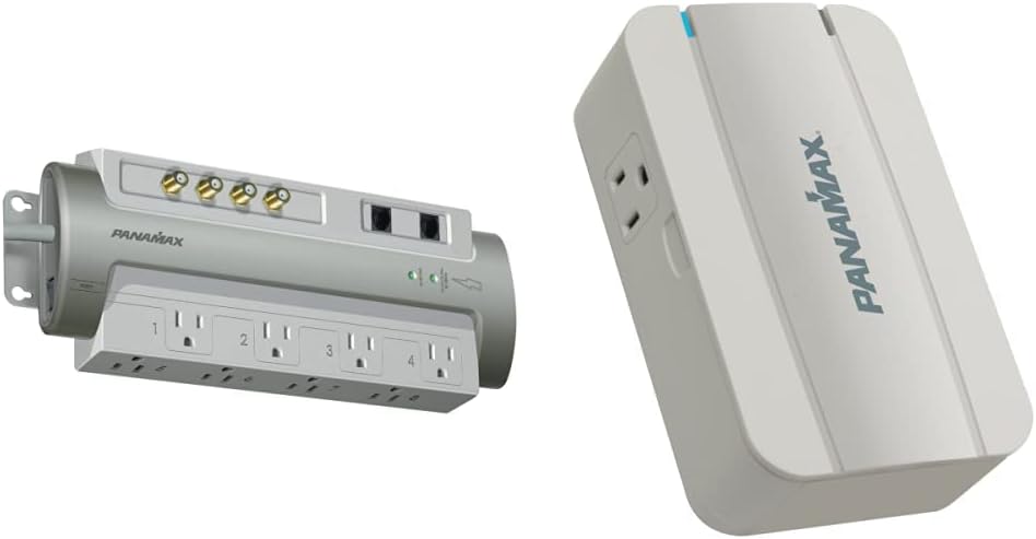 Panamax PM8-AV 8 Outlet Cable-Sat-Telephone - Silver & MD2 2-Outlet Surge Suppressor with LED Diagnostic Lights