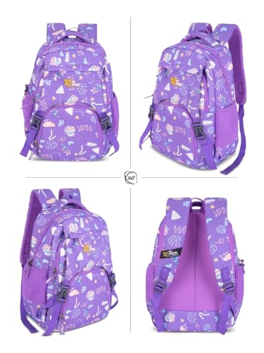 Image of Zara Sky Blue Doodle Dream School Backpack Pastel Fun Edition