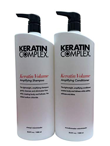 Keratin Complex KERATIN VOLUME Amplifying Shampoo & Conditioner DUO SET (w/Sleek Comb) Volumizing, Create Body & Lift (33.8 oz - LARGE PRO DUO KIT)