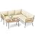 DWVO Patio Furniture Set, 4 Pieces Outdoor Patio Conversation Set, All-Weather PE Rattan Sectional L-Shaped Sofa with Soft Cushion and Side Table for Backyard, Porch, Boho Detachable Lounger (Beige)