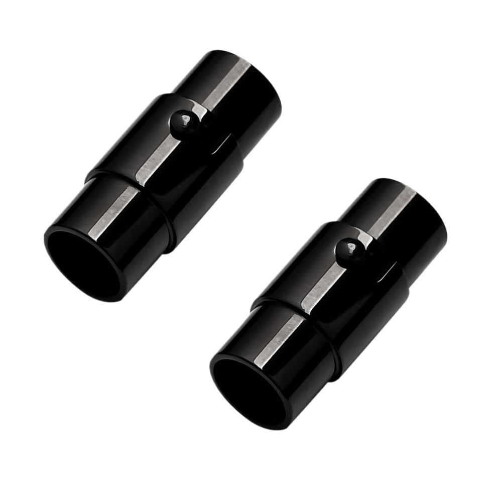 2 Stück 2–10 mm starke magnetische Sicherheitsverschlüsse aus Edelstahl, passend für runde Lederschnur, Armbandverbinder, Schmuckherstellung, Schwarz, Lochdurchmesser 8 mm, schwarzes Lochdurchmesser 4