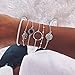 Produktbild Simsly Vintage Map Bracelet Gold or Silver Hand Chain with Heart Accessories for Women and Girls (5PCS) (Silber)