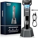 kensen Beard Trimmer for Men - 9 Adjustable Length Settings Hair Clippers, Precision Body Hair Trimmer for Men Ceramic Blades IPX6 LED Display for Facial Hair Trimming Mustache Trimmers Gray