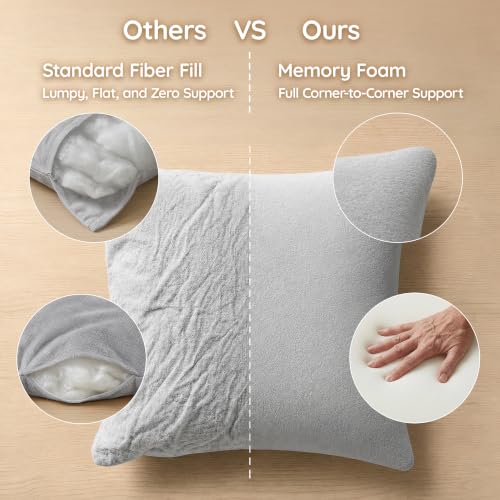 Image of AM AEROMAX 22x22 Memory Foam Throw Pillow Inserts, 2 Pack, Square, Gray