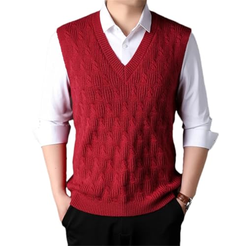 Men Knit Vest Pullover V Neck Argyle Sweater Sleeveless Casual Fall Winter
