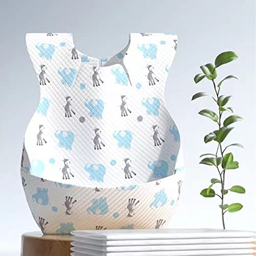 Image of PiPilab Disposable Travel Bibs - Baby Bib for Boys and girls, Leak Resistant with Crumb Catcher Pocket Individually Wrapped for 6 months Toddlers, Babies, Infants(30 Pack)