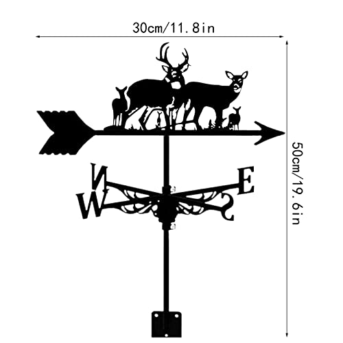Ymlpre Black Metal Weathervane Roof Install Black Wind Vane Deer Herd Silhouette Wind Direction Indicator For Garage Cupola Barn Garden Farm Decorate #TOP3