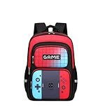 EINSZ School Backpack For Boys bookbag Game Backpack For Kids Junior High School Primary School Boys Backpack (Red&blue), Large
