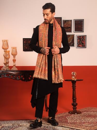 Image of Pashmoda Men Zewar Fine Wool Kaani Shawl, Authentic Kashmiri Luxury Pashmina Style Shawl, Stole, Medium Gents Lohi, Size (40x80 Inches)