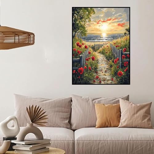 HHMATITS Seaside Path Diamond Art Kits for Adults 12x16IN — view 3