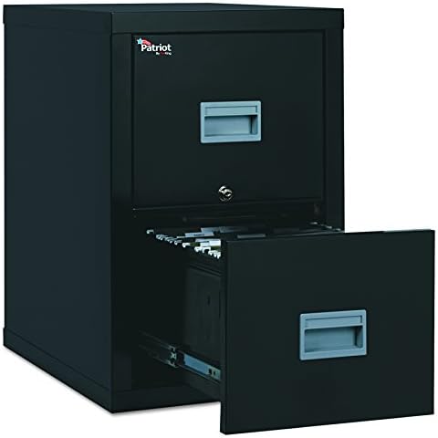 FireKing Patriot 2P1825-CBL One-Hour Fireproof Vertical Filing Cabinet, 2 Drawers, Deep Letter or Legal Size, 18" W x 25" D, Black, Made in USA Cover