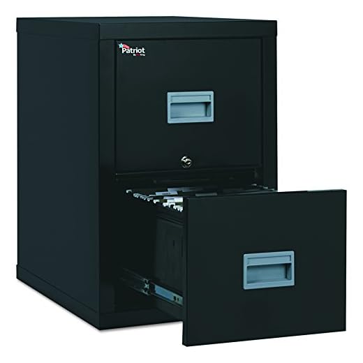 FireKing Patriot 2P1825-CBL One-Hour Fireproof Vertical Filing Cabinet, 2 Drawers, Deep Letter or Legal Size, 18" W x 25" D, Black, Made in USA