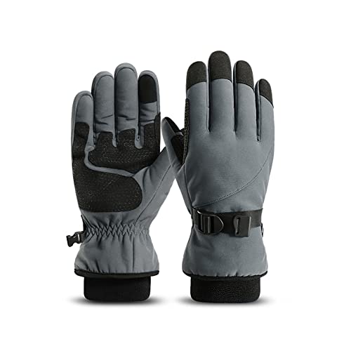 soonbuy Thermo-Winterhandschuhe für Herren, Touchscreen-Skihandschuhe, wasserdichte Gefrierschrank, warme Handschuhe für Radfahren, Fahren, Motorrad, DB69, Grau, XL Cover