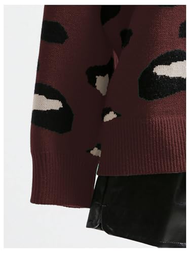 Image of WDIRARA Women's Leopard Tiger Print Cardigan V Neck Long Sleeve Color Block Button Down Sweater Outwear