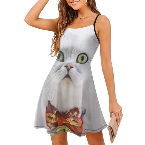 Robe d'été chat mignon : fini la chaleur grâce aux bretelles spaghetti amples