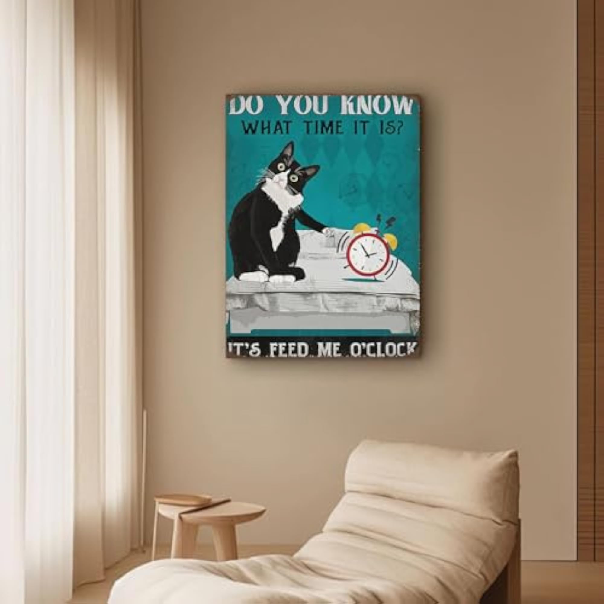 Funny Cat Canvas Wall Art with Hooks