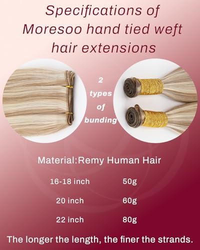 Image of Moresoo Genius Weft Hair Extensions, Highlight Brown with Blonde | Crafted with Remy human hair, 18 Inch 50g, natural movement for parties, events and creative styles