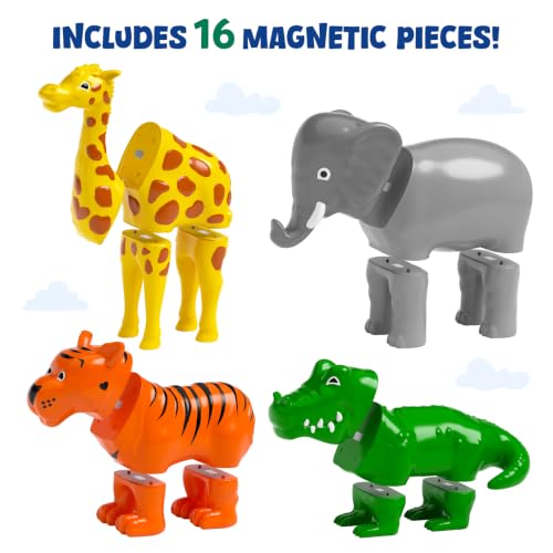 Image of Skillmatics Snap N' Swap - Magnetic Animal Toy for Toddlers | Magnetic Mix & Match Pieces, Tiger, Elephant, Giraffe & Crocodile, Creative & Imaginative Play, Screen for Ages 2, 3, 4, 5