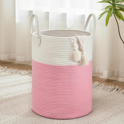 Image of Laundry Basket for Clothes | Toy Storage Basket | Washing Clothes Storage Basket | Cotton Rope Basket | Multi-Purpose Use Large Basket | Dirty Cloth Baskets Jute | 33x33x38 cm