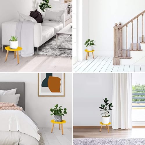 Image of WOOYNEX WOODEN Multifunctional Plant Stand - Modern Home Decor, Wood Planter Holder for Flower Pots, For Living Room Bedroom Balcony Indoor and Outdoor - Kids Stool-(Yellow)