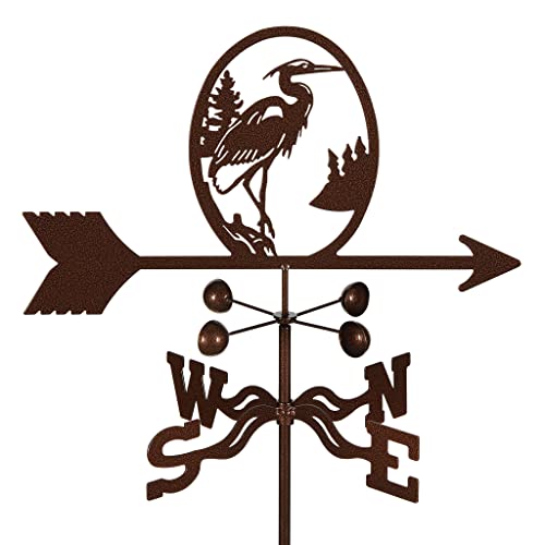 Ez Vane Steel Heron Weathervane 80” Height, Includes Metal Garden Mount, Wind Cups & Brackets | Hand-Crafted And Family-Owned, Made In The Usa With Triple Powder Coating, Limited #TOP18