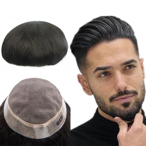 Postiche for homme en cheveux humains pour masquer la calvitie marron