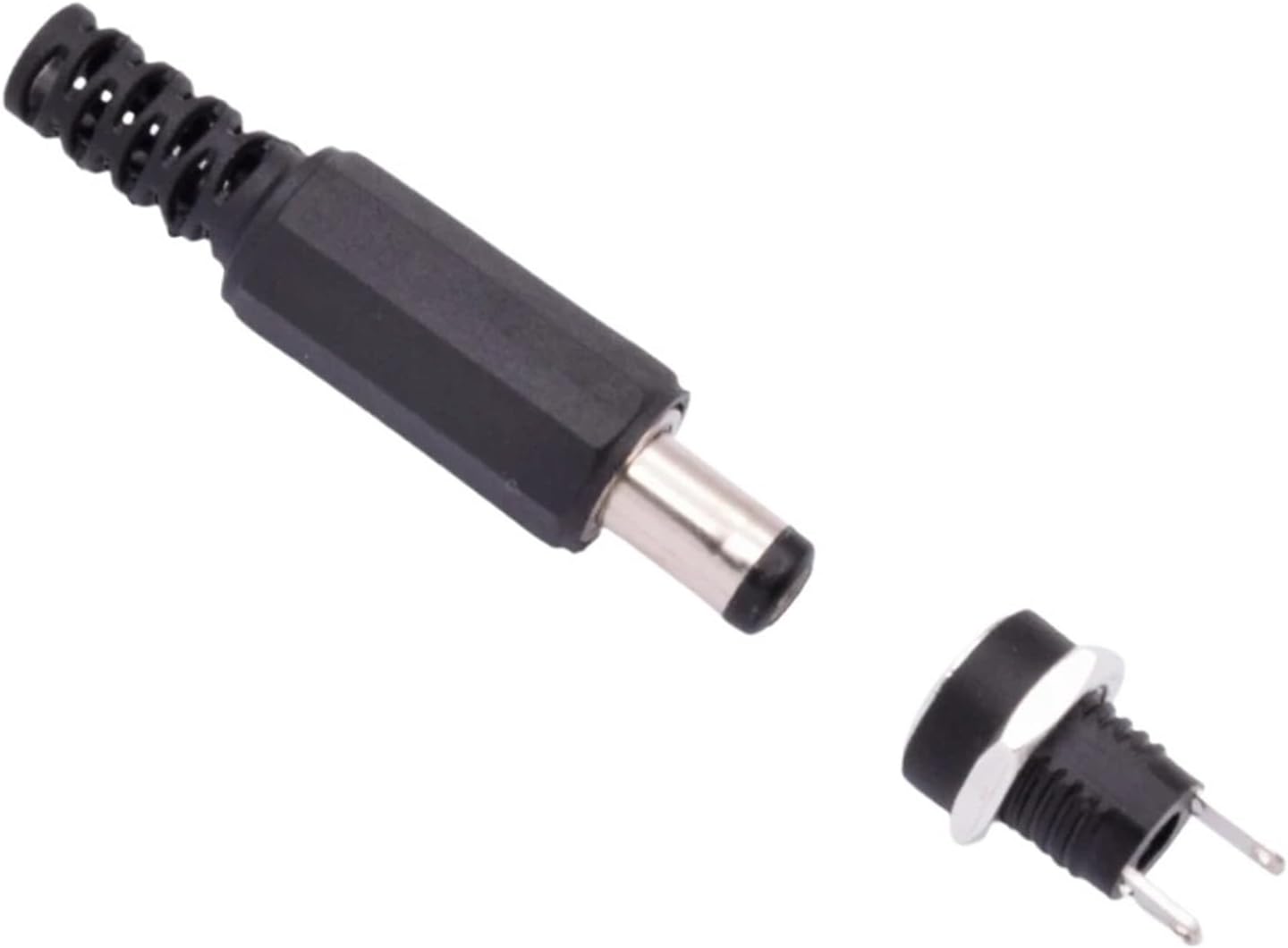 5/10set 12V DC Electrical Female Male Connector 5.5 x 2.1mm Power Plug Jack Socket 2/3 Pin Panel Mount Terminal Adapter 022/022B(022B Male Female,10 Sets)