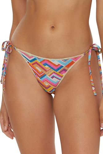 BECCA Women's Standard Color Code Tie Side Bikini Bottom, Cheeky Coverage, Swimwear Separates, Multicolor