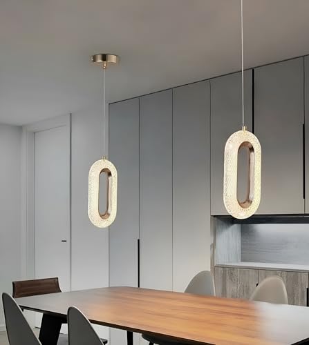 Image of Chandelier for Living Room and Dining Table - Ceiling Light with Warm White Illumination - Hanging Light (Oval LED Ceiling Lamp)