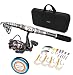 PLUSINNO Spinning Rod and Reel Combos Full KIT Telescopic Fishing Rod Pole with Reel Line Lures Hooks Fishing Carrier Bag Case and Accessories Fishing Gear Organizer