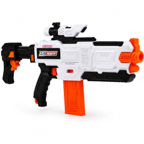 Image of MiniExplorer Automatic Alfa Striker Dart Blaster Toy Gun for Kids, Electronic Foam Dart Blaster with 20 Darts, Removable Stock & Barrel, Outdoor Action Toy for Boys & Girls Age 8+