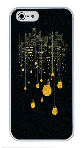 4S casos, iPhone 4S Funda fina funda – ciudad luces de alta calidad PC plástico ligera carcasa para iPhone 4/4S, color blanco