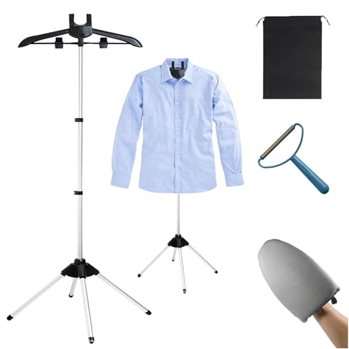 Garment Steamer Stand for Clothes Adjustable Steaming Rack with Hanger Foldable & Portable for Travel & Home Laundry Use