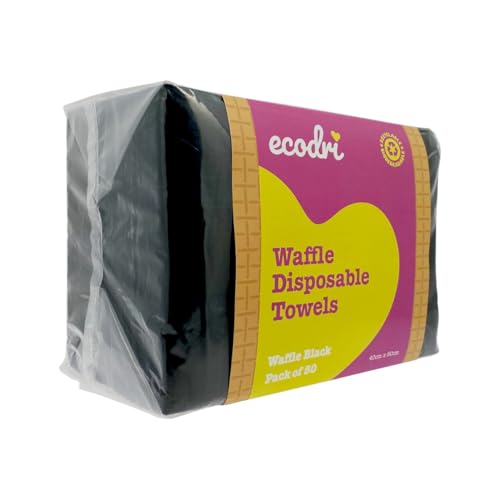 Professional UK EcoDri - Waffle Disposable Towel - (40cm x 80cm) (Black) Pack of 50