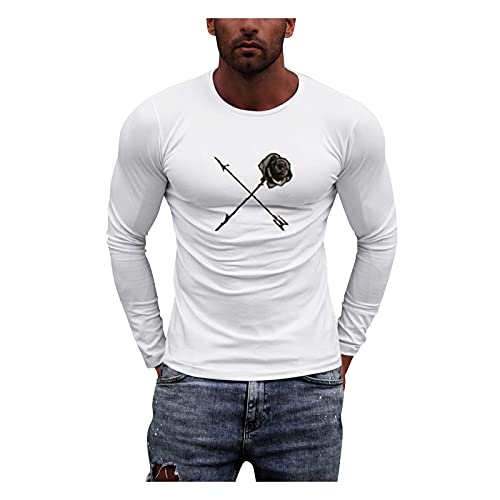 Tops for Men Sports Shirts Slim fit TShirt Casual Crewneck Long Sleeve Pullover Sweatshirt Workout Fitness Muscle Blouse
