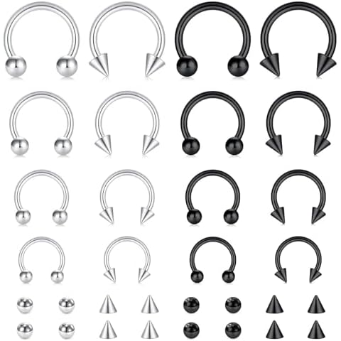 16PCS Stainless Steel Horseshoe Piercing Set Cover
