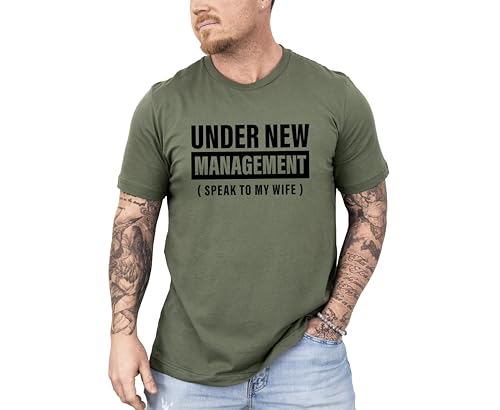 Under New Management Shirt For Men, Funny Newly Married Husband Gift Tshirt, Speak to My Wife Wedding Engagement T-Shirt for couples, Funny Wedding Bachelor Party Novelty Tee for Guys