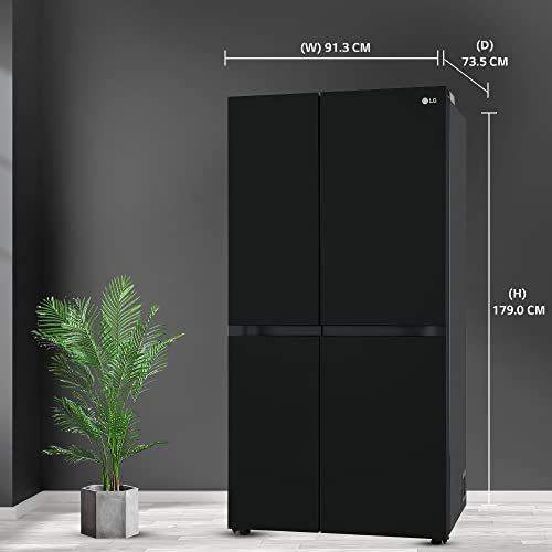 Image of LG 655 L Frost-Free Inverter Wi-Fi Side-By-Side Refrigerator (, Gl-B257Dbmx, Black Glass, Door Cooling+ With Hygiene Fresh, No Rating)