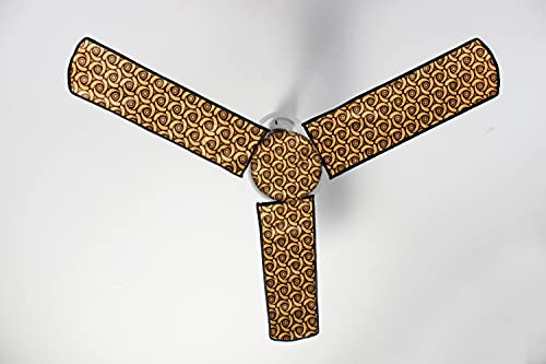 Image of Stylista Waterproof & Dustproof Three Blade Ceiling Fan Cover with attachable Enclosure Set of 2 Fan Covers Packed Pattern Light Yellow
