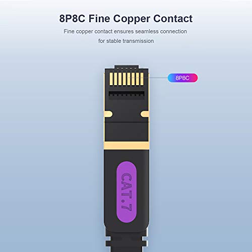 Andoer Cabo de extensão de rede VENTION CAT 7 Cabo de rede plana de 10 Gigabit de alta velocidade RJ