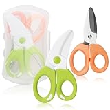 韻yin 離乳食 ハサミ 赤ちゃん はさみ 食事 フードカッター ベビー 介護用食事ハサミ 携帯用キッチンバサミ 料理 野菜切る ベビー 子供 切れ味良い 抗菌 錆びない 携帯ケース付き 持ち運び便利 2本セット