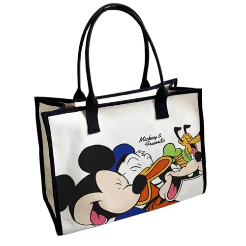 RCJERA Cute Canvas Tote Bag with Zipper & Inner Pocket Reusable Gift Bag for Women Large Work Beach Travel Tote