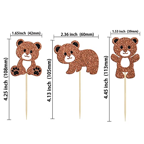 Gyufise 24Pcs Bear Baby Shower Birthday Party Decorations We Can Bearly Wait Cupcake Toppers Table Decoration Photo Booth Props Baby Shower Party Supplies Decorations