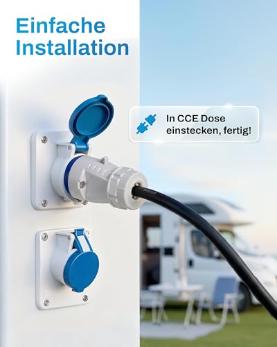 feletec CEE Adapter CEE Stecker auf Schuko Kupplung, 35cm Camping Strom-Kabel, IP44 Camping Verlängerungskabel, H07RN-F 3G2… – Ansicht 5